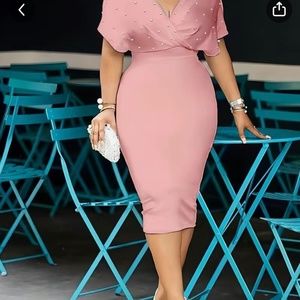 Neck midi sheath dress